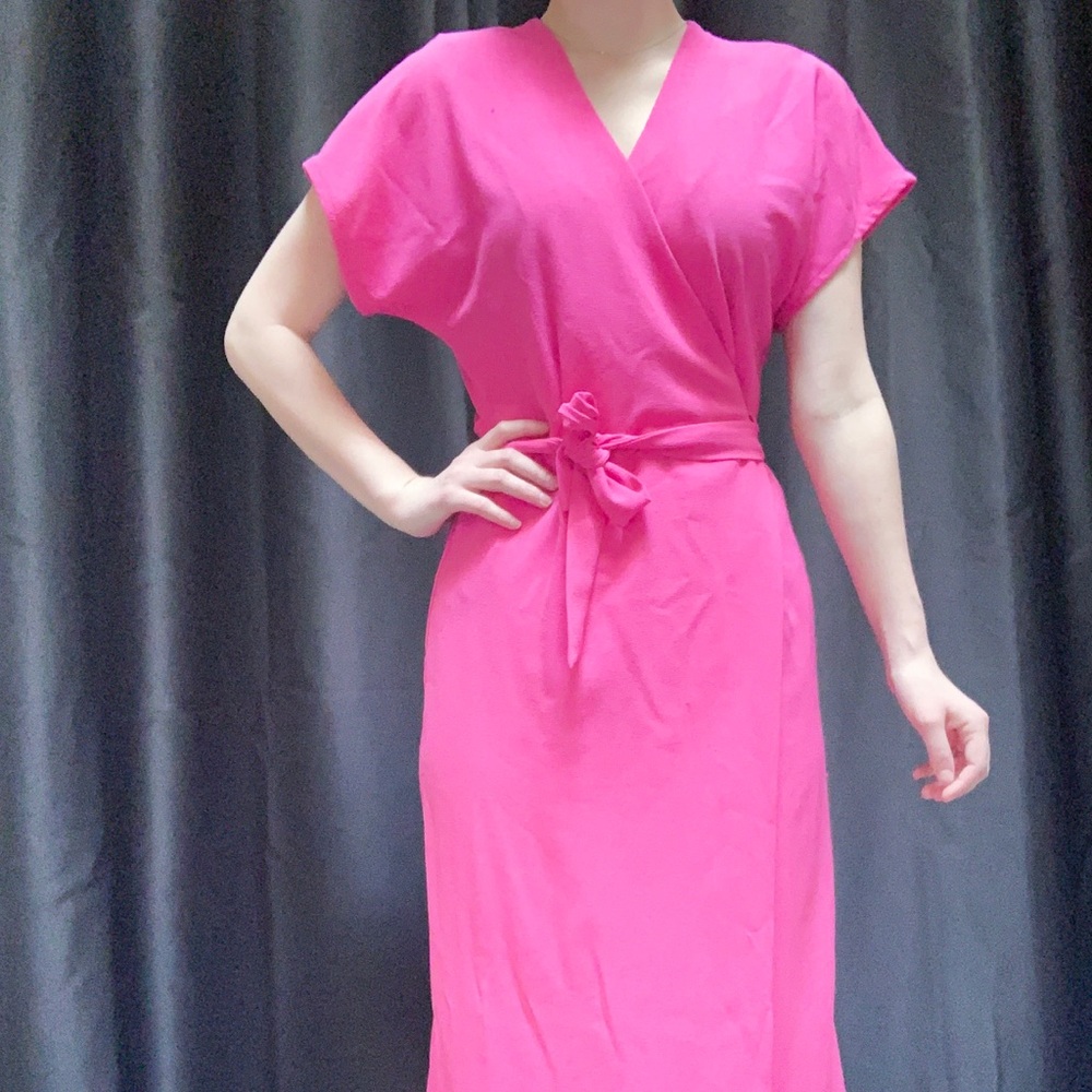 Midi Pink Wrap Dress
